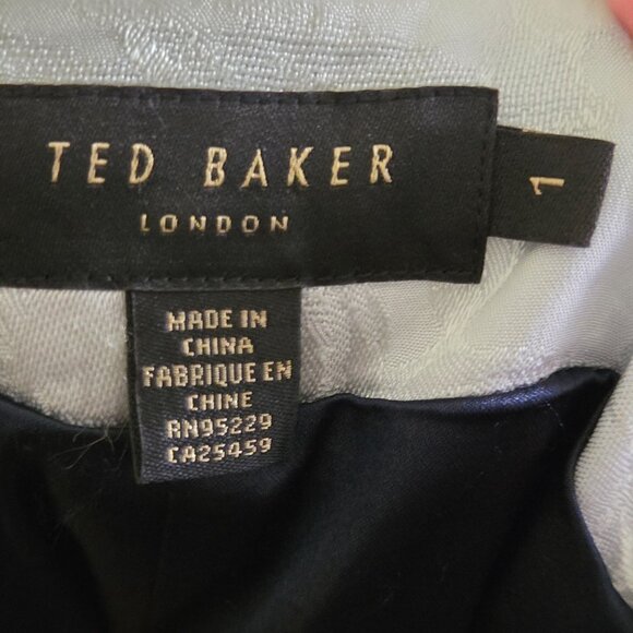 Ted Baker Abirati Trousers In Magnolia Stripe Print Pockets Career Size 4 - Picture 10 of 12